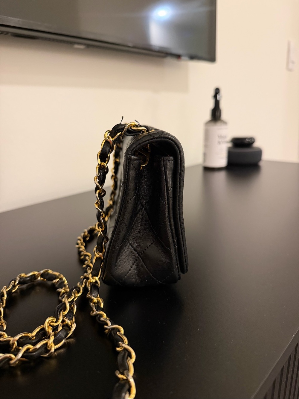 Vintage CHANEL CC Matelasse Full Flap Chain Shoulder Bag - Black Leather - Picture 5 of 15